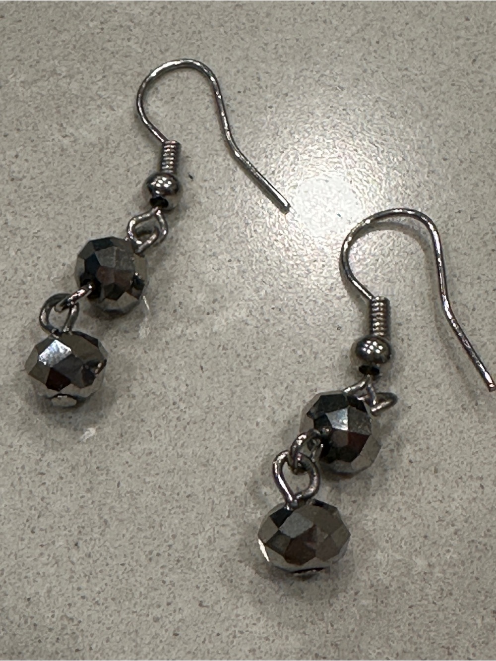 Faceted Hematite Drop Dangle Earrings - Women Jewelry